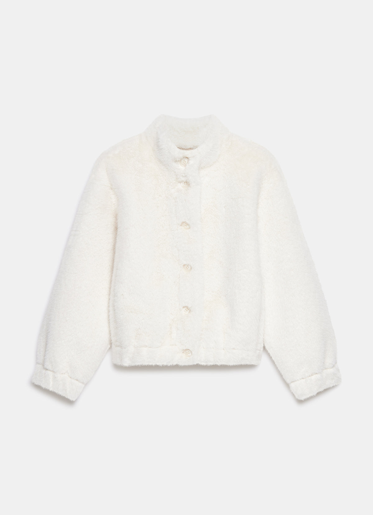 White Faux Fur Bomber Jacket