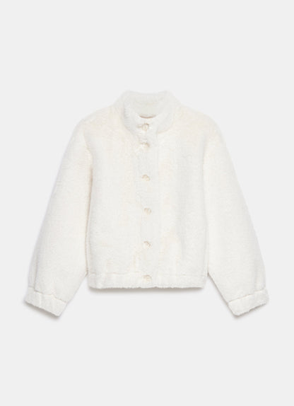 White Faux Fur Bomber Jacket