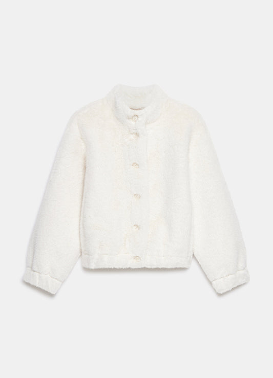 White Faux Fur Bomber Jacket