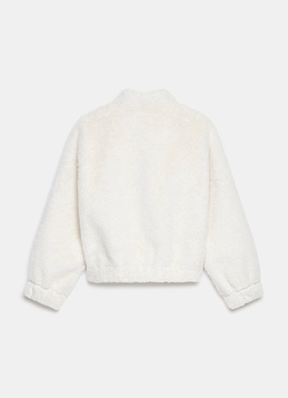 White Faux Fur Bomber Jacket
