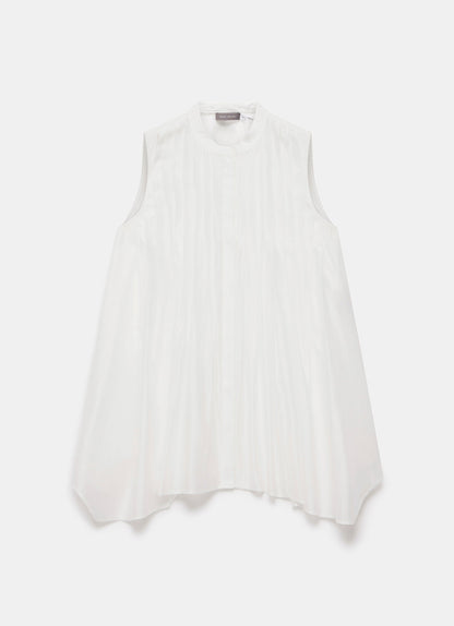 White Sheer Pleat Detail Top