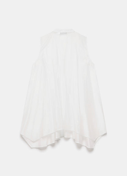 White Sheer Pleat Detail Top