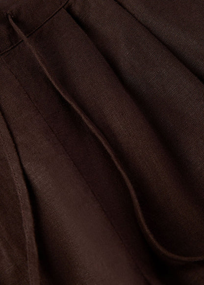 Brown Wide Leg Linen Trousers
