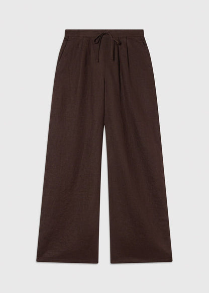 Brown Wide Leg Linen Trousers