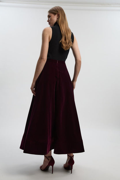 Velvet Woven Prom Maxi Skirt