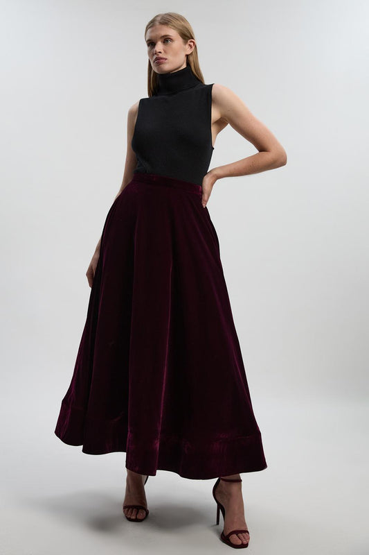 Velvet Woven Prom Maxi Skirt