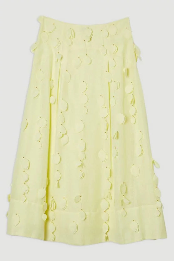 Applique Woven Maxi Skirt