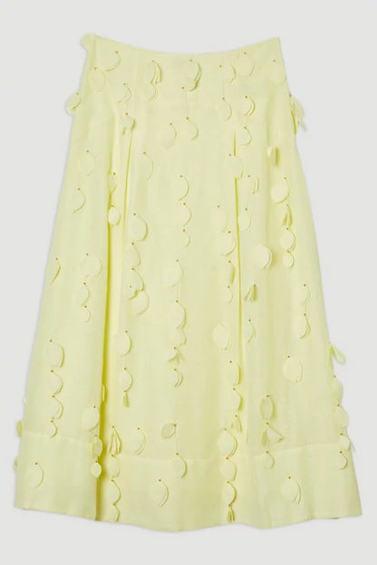 Applique Woven Maxi Skirt