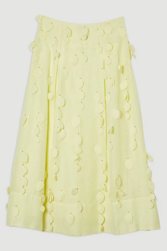 Applique Woven Maxi Skirt