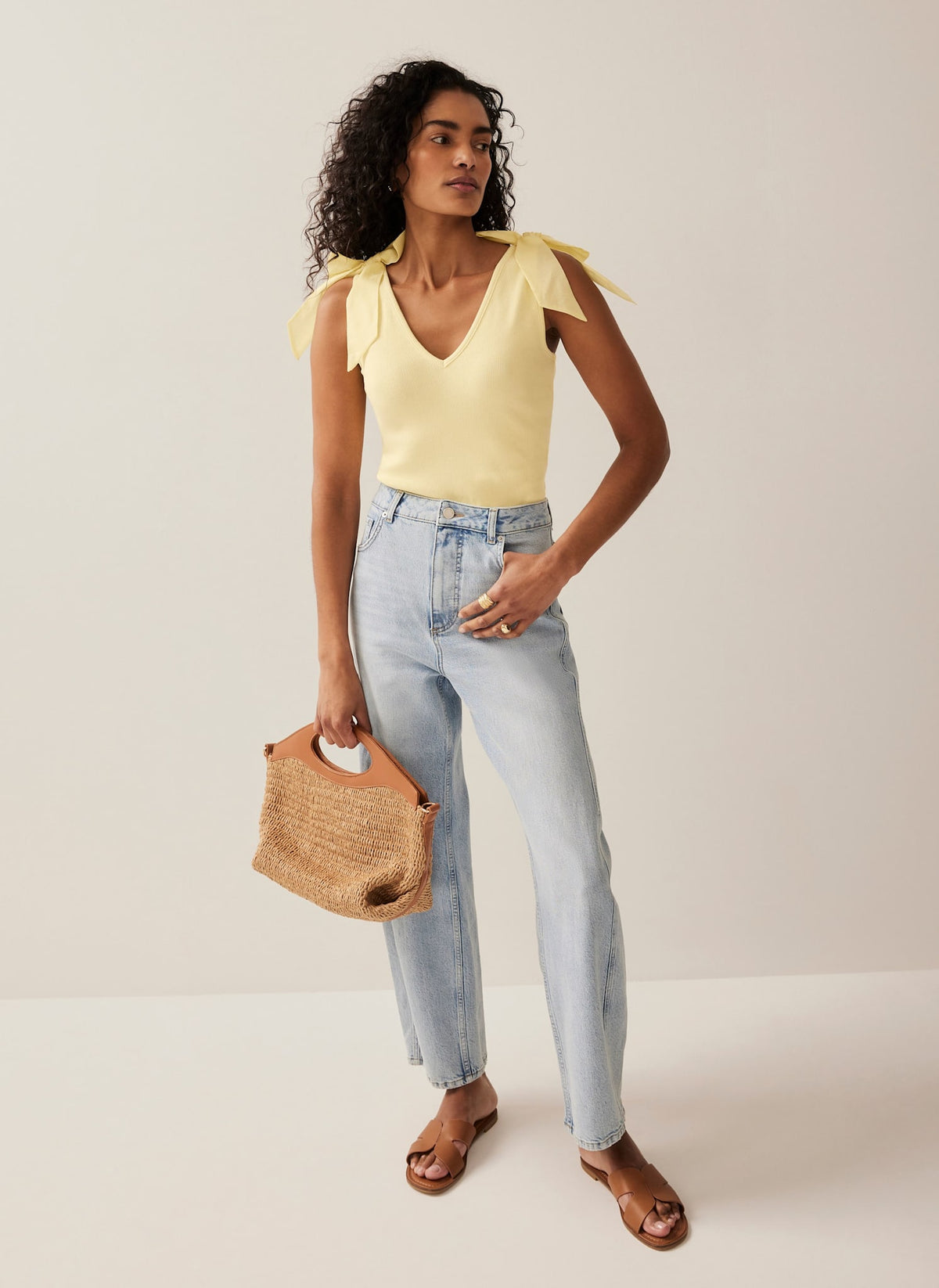 Yellow Bow Detail Vest Top