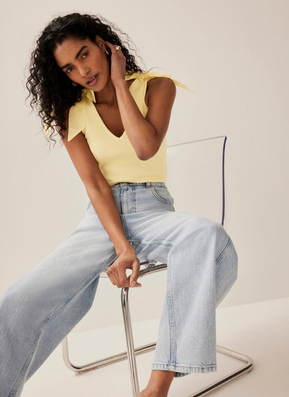 Yellow Bow Detail Vest Top
