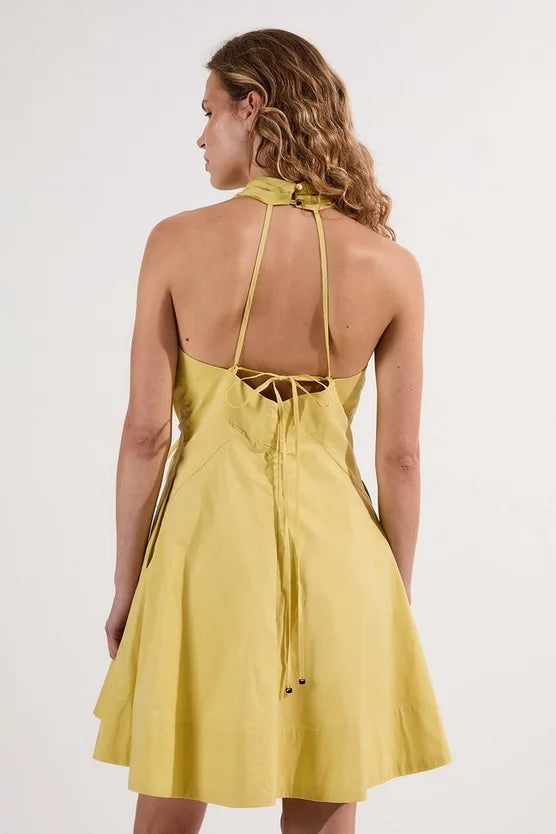 Cotton Ruched Waist Woven Mini Dress