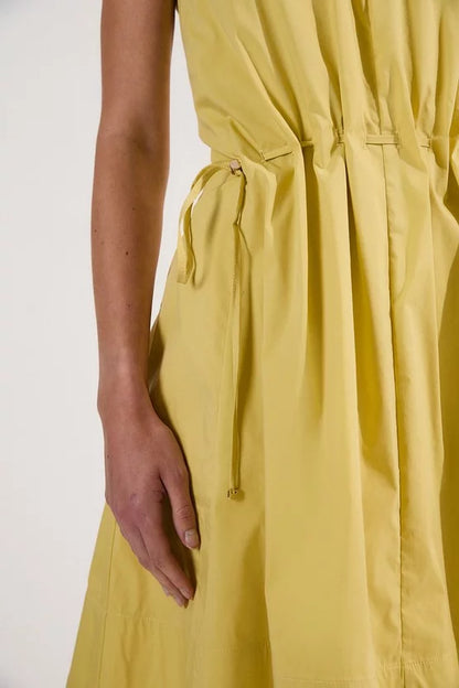 Cotton Ruched Waist Woven Mini Dress