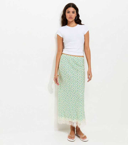 Ditsy Floral Bias Cut Midi Skirt