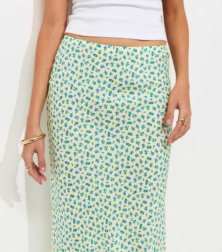 Ditsy Floral Bias Cut Midi Skirt