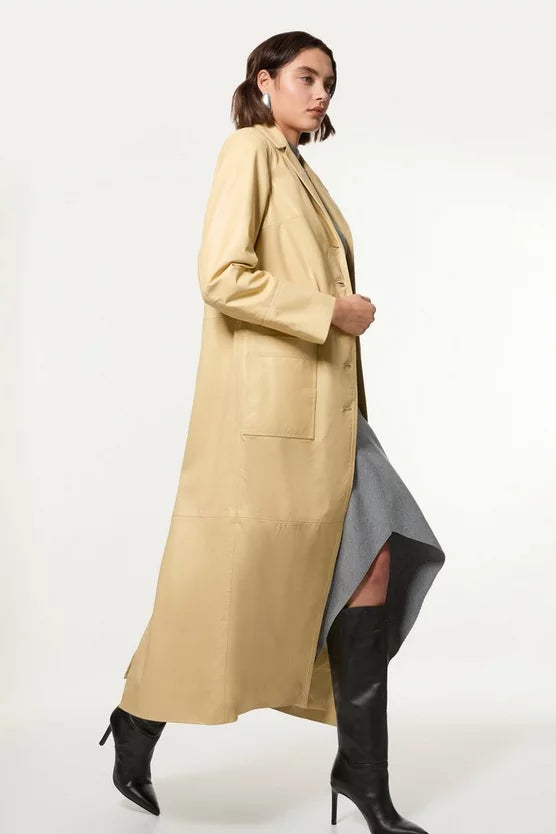 Leather Clean Trench Coat