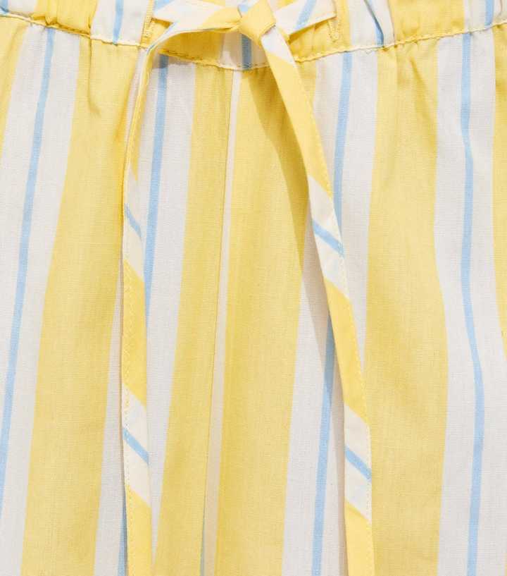 Yellow Striped Poplin Wide Leg Trousers