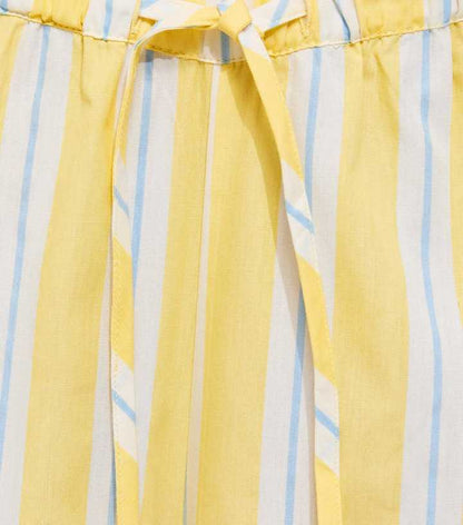 Yellow Striped Poplin Wide Leg Trousers