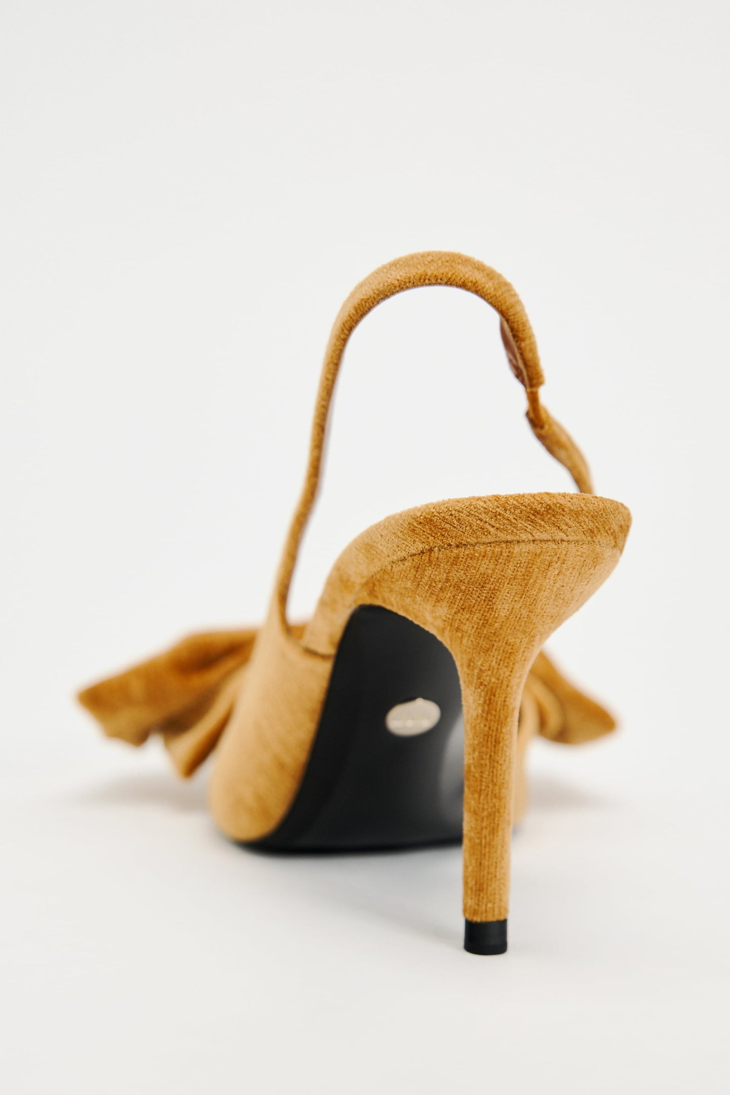 Velvet slingback bow shoes