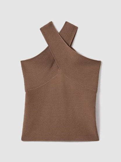 Ribbed cross-over vest