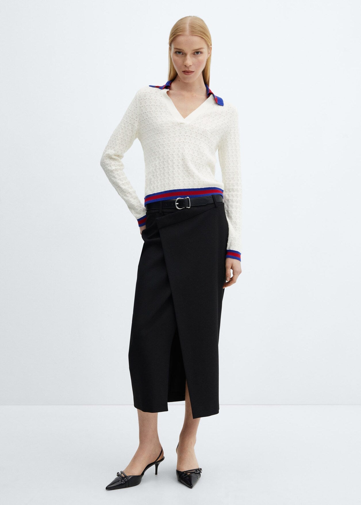 Knitted polo neck sweater