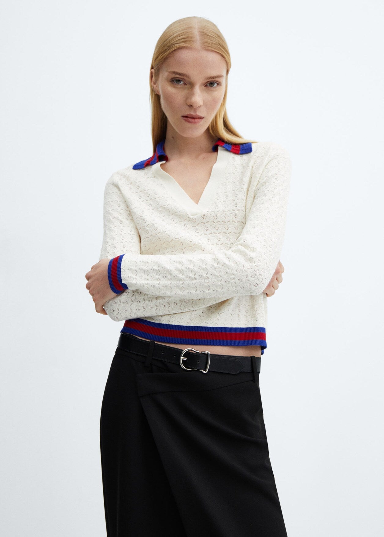 Knitted polo neck sweater