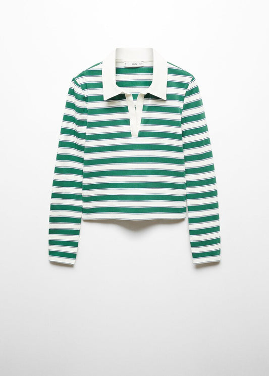 V-neck striped polo shirt