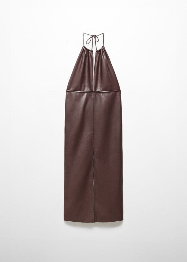 Leather-effect halter dress