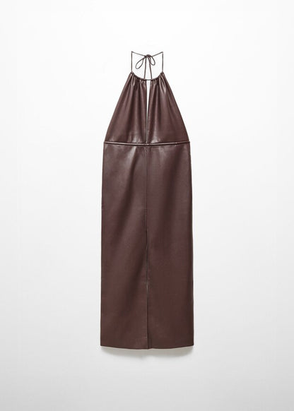 Leather-effect halter dress