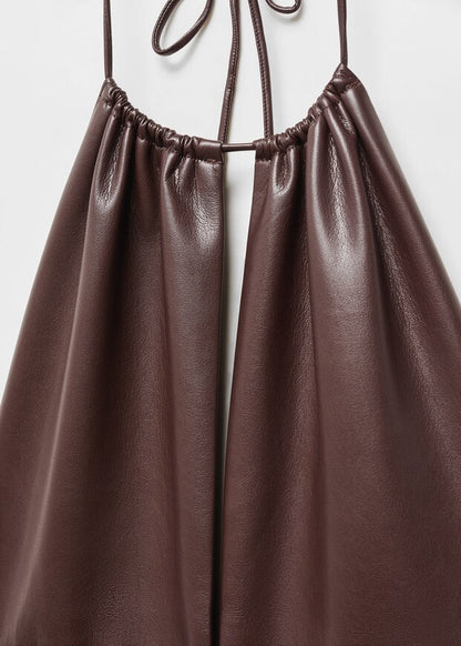 Leather-effect halter dress