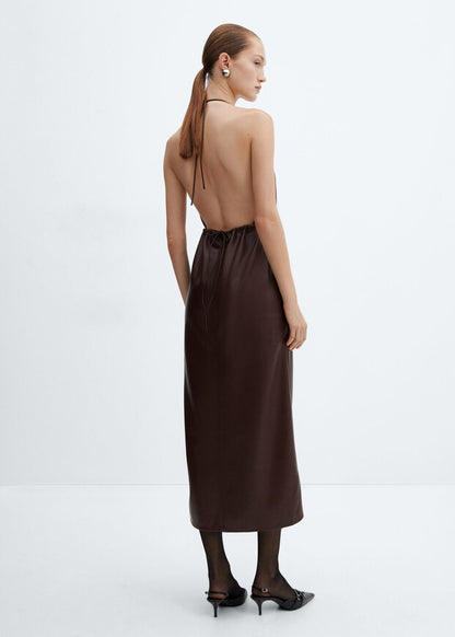 Leather-effect halter dress