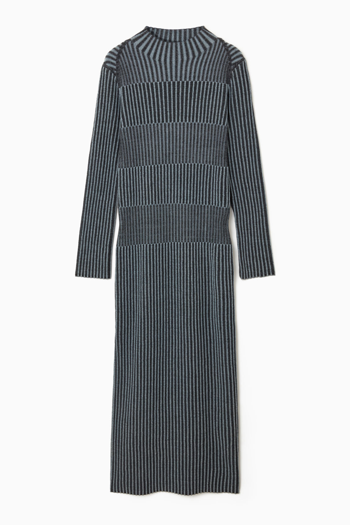 Striped ribbed knit midi dress