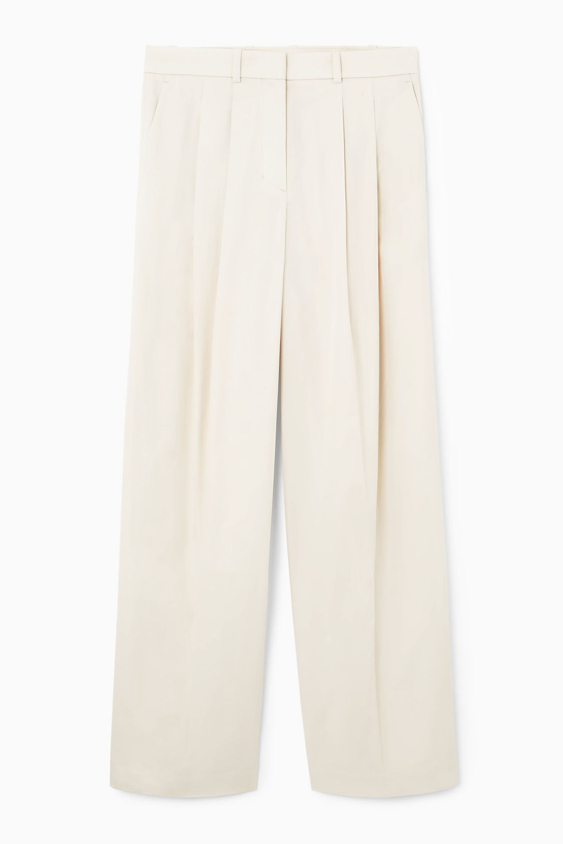 Wide-leg tailored twill trousers