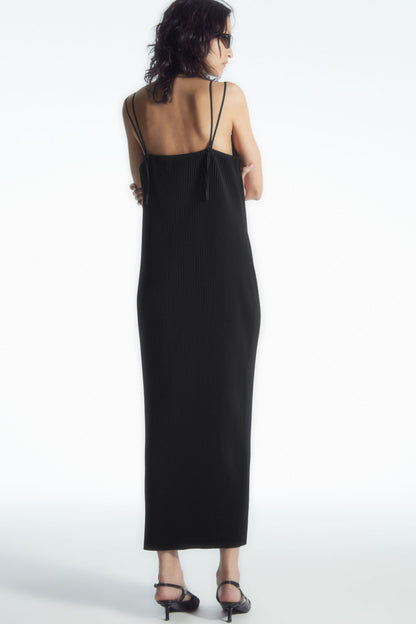 Plisse midi slip dress