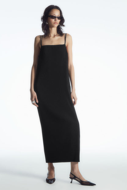 Plisse midi slip dress