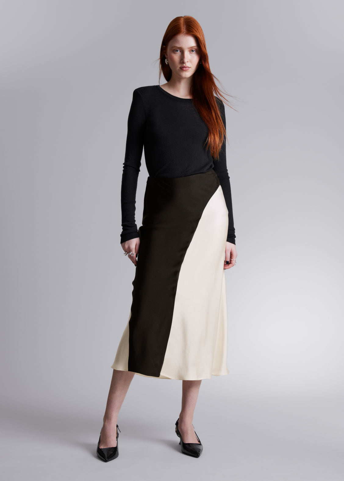 Satin midi skirt