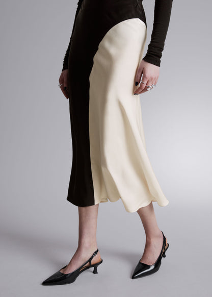 Satin midi skirt