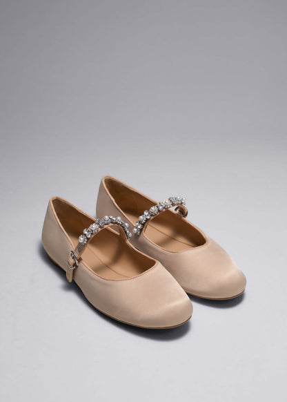 Crystal-embellished ballet flats