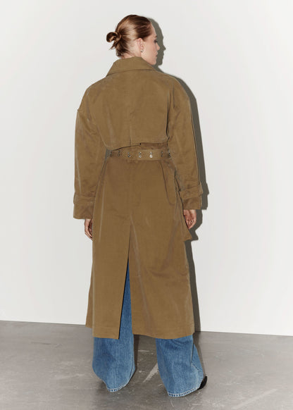 Flap-pocket trench coat