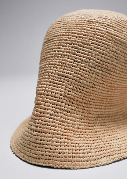 Woven raffia bucket hat