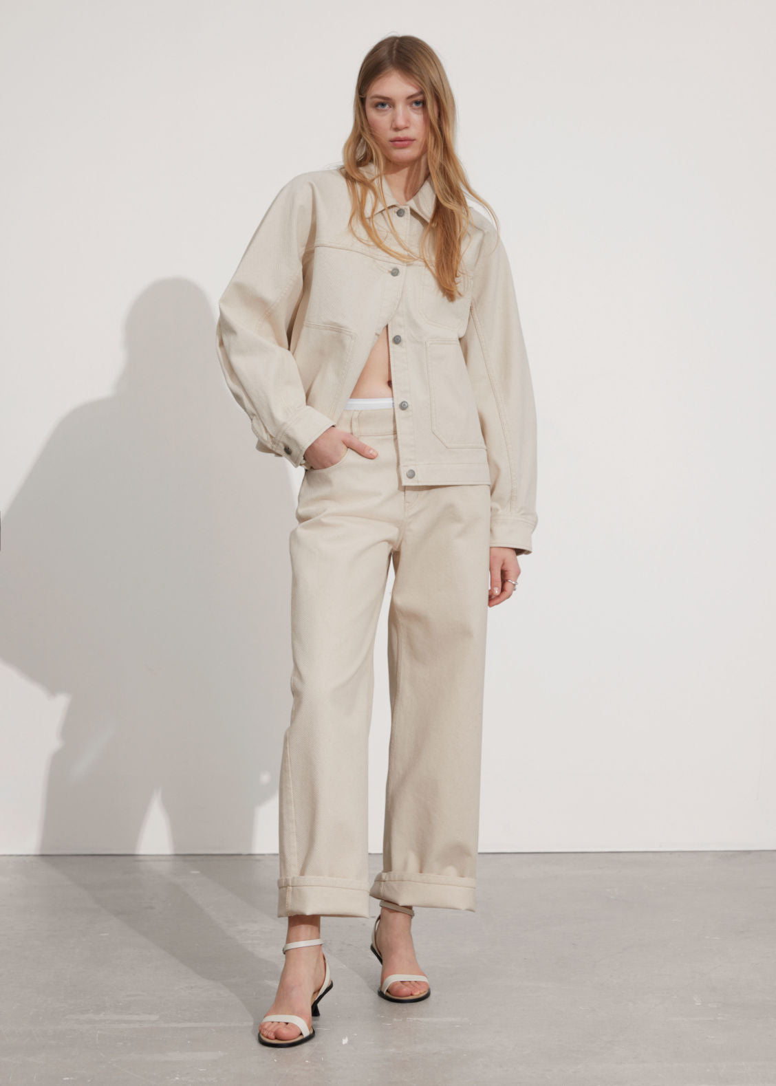 Wide textured trousers