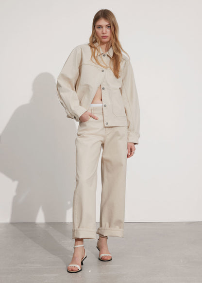 Wide textured trousers