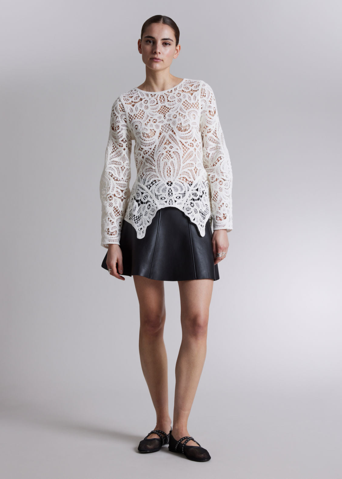 Crochet-lace peplum top