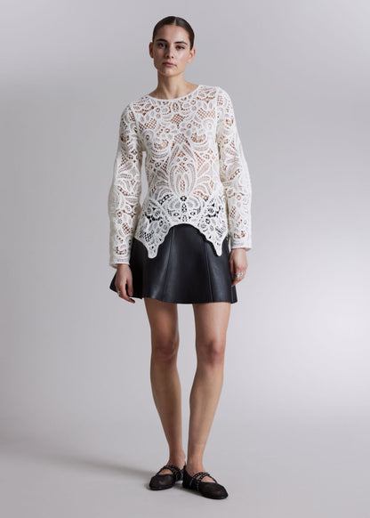 Crochet-lace peplum top