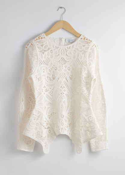 Crochet-lace peplum top