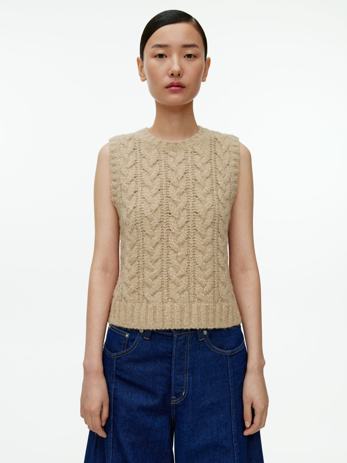 Cable knit vest