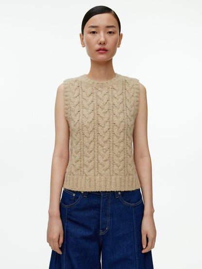 Cable knit vest