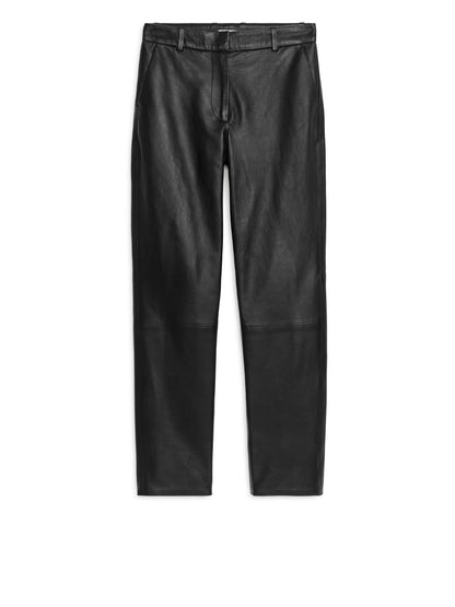 Straight leather trousers