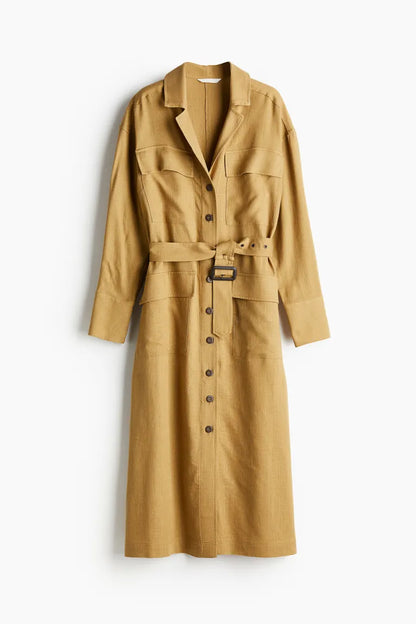 Belted shirt dress