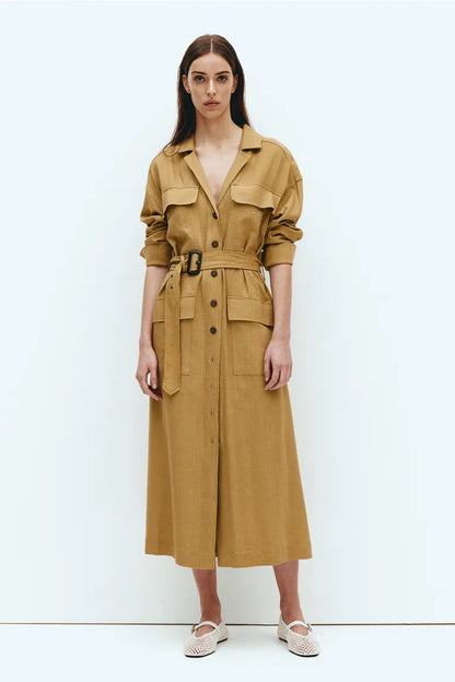 Belted shirt dress